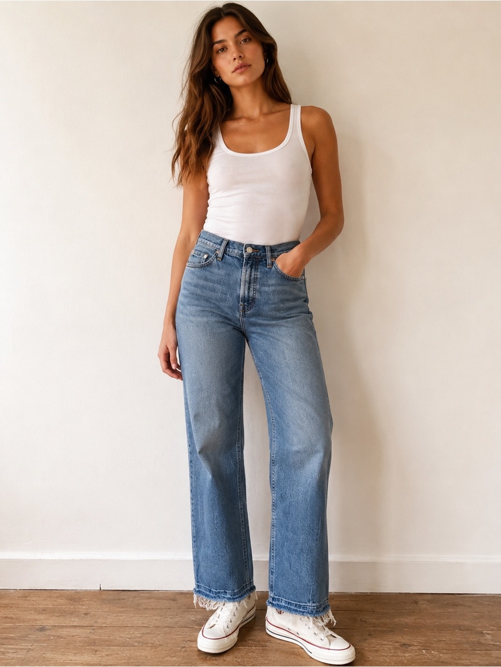 Everlane Original Cheeky Jean 24S High Rise Straight Raw Hem Organic Cotton